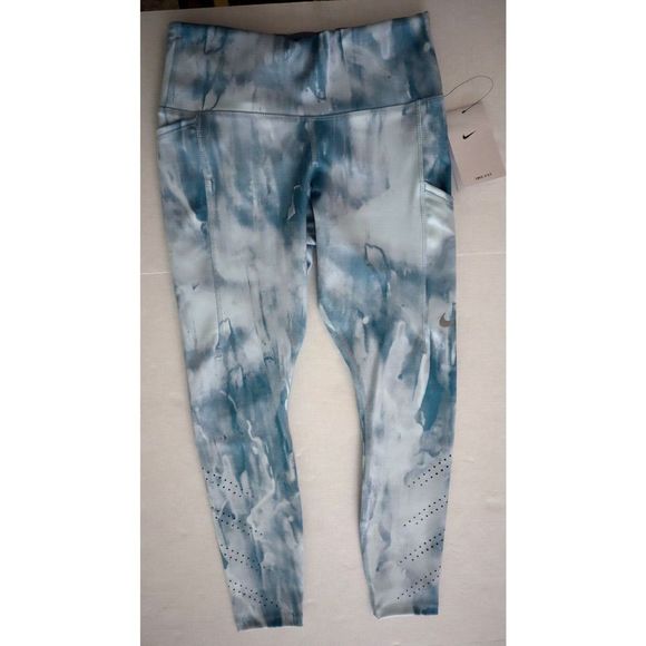 Nike DM7716 Women's Sz S Blue/Slate Epic Luxe Mid-Rise 7/8 Running Tights $110 - Picture 1 of 9